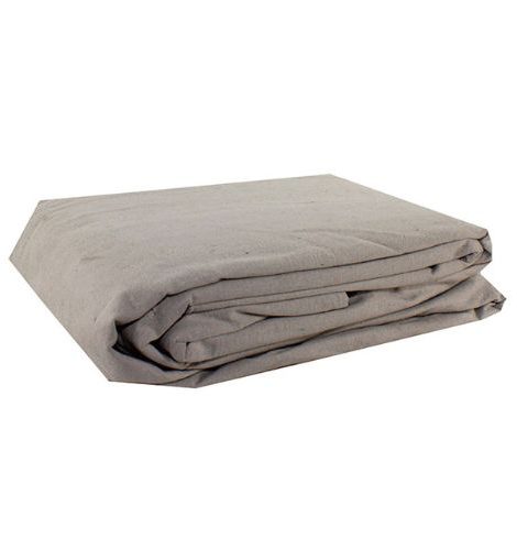 DROP COVERS - CANVAS, folded gray canvas drop cloth for painting protection, durable and reusable.