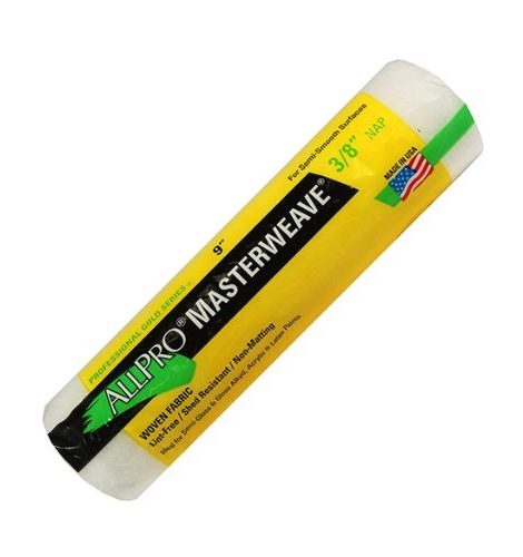 PROFESSIONAL GOLD SERIES - MASTERWEAVE ROLLER COVERS, 9" paint roller with 3/8" nap, in yellow packaging, by ALLPRO.