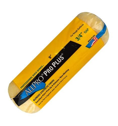 PROFESSIONAL GOLD SERIES - PRO PLUS, 9" paint roller with 3/4" nap, in yellow packaging, by ALLPRO.
