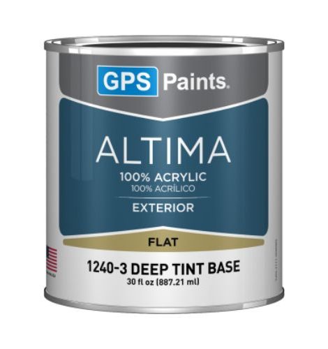 GPS Paints Altima exterior flat paint can, 100% acrylic deep tint base for durable outdoor wall finishes