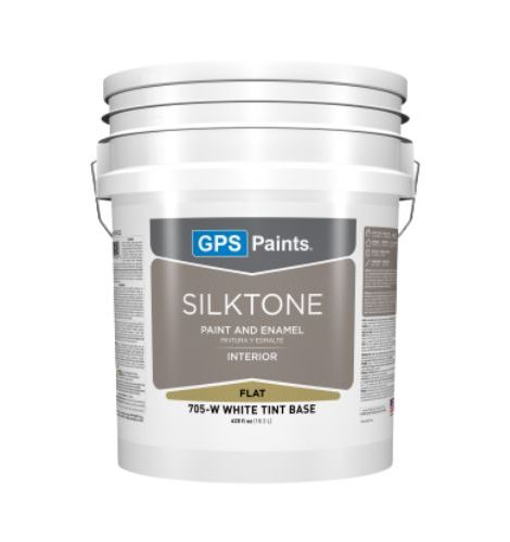 GPS Paints Silktone interior flat paint bucket, white tint base, paint and enamel for smooth, even wall finishes