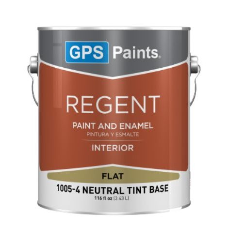 GPS Paints Regent interior flat paint can, neutral tint base, premium latex paint and enamel for smooth indoor finishes